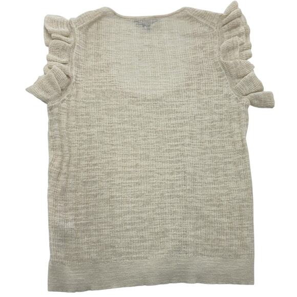 J.Crew Sweater Womens Small Cream Linen Blend Ruffle Sleeve Scoop Neck Top - Picture 2 of 9
